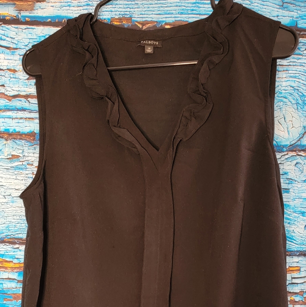 EUC-Black Size 14 Sleeveless V Neck Top